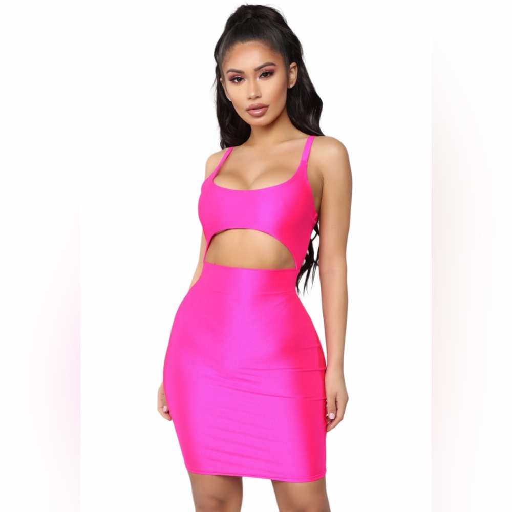 NWT Small cutout body con hot pink mini dress